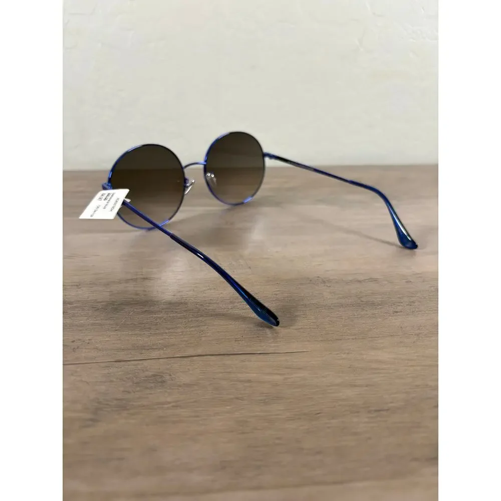 Retro Super Future Blue Frame Round Lense Sunglasses Made in Italy New with Tags